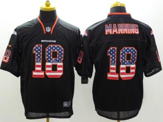 Denver Broncos 18 Peyton Manning USA Flag Fashion Black Elite Jersey