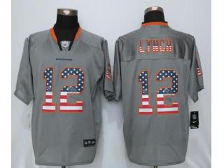 Denver Broncos 12 Paxton Lynch USA Flag Fashion Gray Elite Jersey