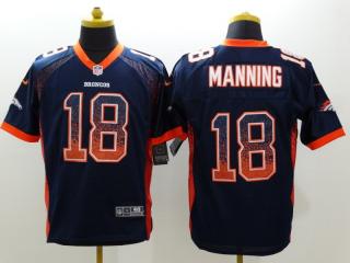 Denver Broncos 18 Peyton Manning Drift Fashion Blue Elite Jersey