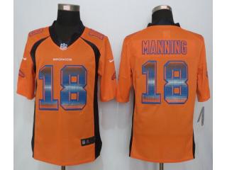 Denver Broncos 18 Peyton Manning Orange Strobe Limited Jersey