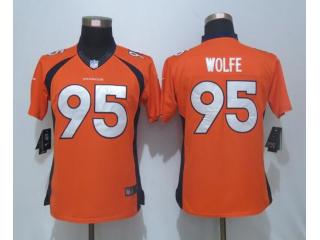 Women Denver Broncos 95 Derek Wolfe Limited Jersey Orange