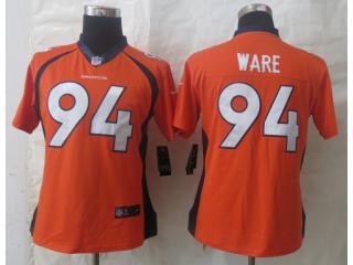 Women Denver Broncos 94 DeMarcus Ware Limited Jersey Orange
