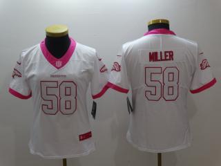 Women Denver Broncos 58 Von Miller Stitched Elite Rush Fashion Jersey White Pink
