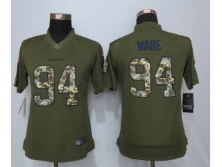 Women Denver Broncos 94 DeMarcus Ware Green Salute To Service Limited Jersey