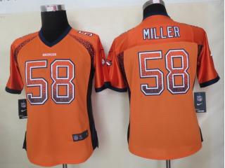 Women Denver Broncos 58 Von Miller Drift Fashion Orange Elite Jersey