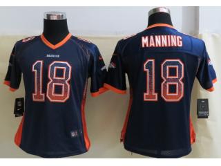 Women Denver Broncos 18 Peyton Manning Drift Fashion Blue Elite Jersey