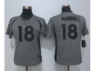Women Denver Broncos 18 Peyton Manning Stitched Gridiron Gray Limited Jersey