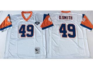 Denver Broncos 49 Dennis Smith Football Jersey White Retro