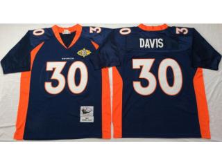 Denver Broncos 30 Terrell Davis Football Jersey Navy Blue Retro
