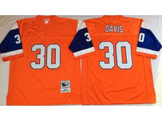Denver Broncos 30 Terrell Davis Football Jersey Orange Retro