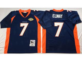 Denver Broncos 7 John Elway Football Jersey Navy Blue Retro
