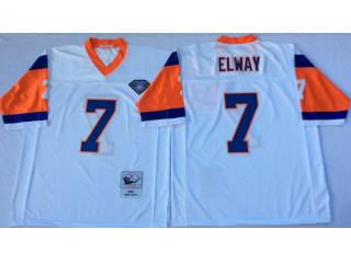 Denver Broncos 7 John Elway Football Jersey White Retro