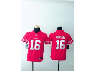 Youth San Francisco 49ers 16 Joe Montana Football Jersey Red