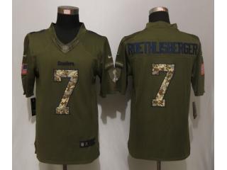 Pittsburgh Steelers 7 Ben Roethlisberger Green Salute To Service Limited Jersey