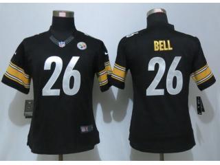 Women Pittsburgh Steelers 26 LeVeon Bell Football Jersey Black