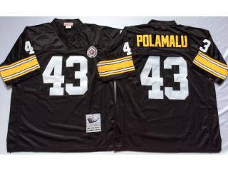 Pittsburgh Steelers 43 Troy Polamalu Football Jersey Black Retro