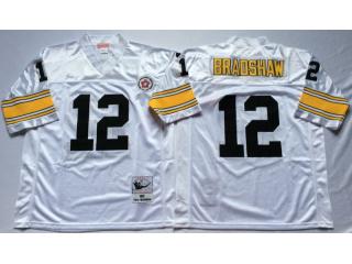 Pittsburgh Steelers 12 Terry Bradshaw Football Jersey White Retro