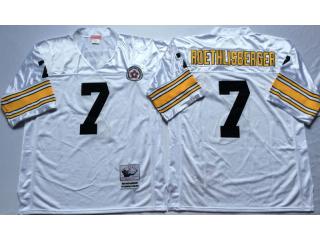 Pittsburgh Steelers 7 Ben Roethlisberger Football Jersey White Retro