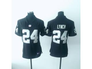 Women Oakland Raiders 24 Marshawn Lynch Football Jersey Black