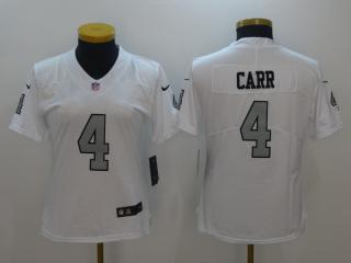 Women Oakland Raiders 4 Derek Carr Football Jersey White
