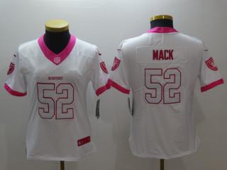 Women Oakland Raiders 52 Khalil Mack Stitched Elite Rush Fashion Jersey White Pink