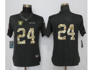Women Oakland Raiders 24 Marshawn Lynch Anthracite Salute To Service Limited Jersey
