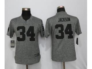 Women Oakland Raiders 34 Bo Jackson Stitched Gridiron Gray Limited Jersey