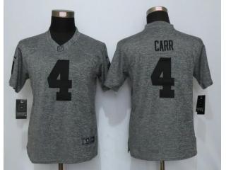Women Oakland Raiders 4 Derek Carr Stitched Gridiron Gray Limited Jersey
