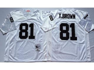 Oakland Raiders 81 Tim Brown Football Jersey White Retro