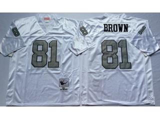 Oakland Raiders 81 Tim Brown Football Jersey White Retro