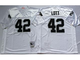 Oakland Raiders 42 Ronnie Lott Football Jersey White Retro