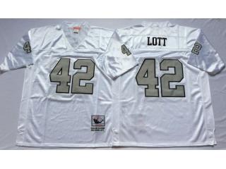 Oakland Raiders 42 Ronnie Lott Football Jersey White Retro