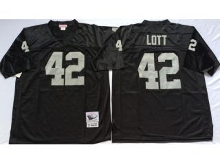 Oakland Raiders 42 Ronnie Lott Football Jersey Black Retro