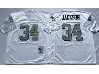 Oakland Raiders 34 Bo Jackson Football Jersey White Retro