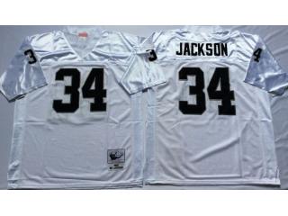 Oakland Raiders 34 Bo Jackson Football Jersey White Retro
