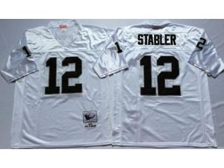 Oakland Raiders 12 Kenny Stabler Football Jersey White Retro