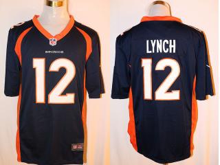 Denver Broncos 12 Paxton Lynch Football Jersey Navy Blue Fan edition