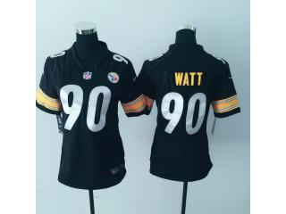 Women Pittsburgh Steelers 90 T.J. Watt Football Jersey Black