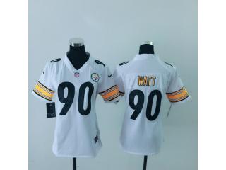 Women Pittsburgh Steelers 90 T.J. Watt Football Jersey White
