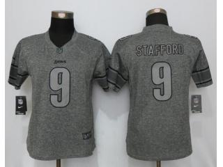 Women Detroit Lions 9 Matthew Stafford Stitched Gridiron Gray Limited Jersey