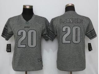 Women Detroit Lions 20 Barry Sanders Stitched Gridiron Gray Limited Jersey
