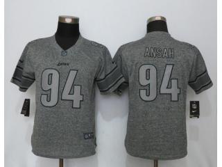 Women Detroit Lions 94 Ezekiel Ansah Stitched Gridiron Gray Limited Jersey