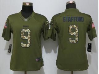 Women Detroit Lions 9 Matthew Stafford Green Salute To Service Limited Jersey