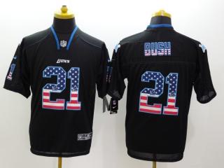 Detroit Lions 21 Reggie Bush USA Flag Fashion Black Elite Jersey