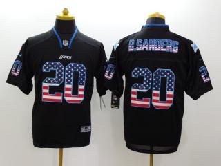 Detroit Lions 20 Barry Sanders USA Flag Fashion Black Elite Jersey