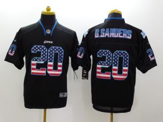 Detroit Lions 20 Barry Sanders USA Flag Fashion Black Elite Jersey
