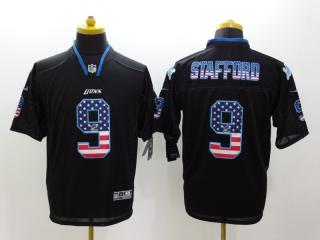 Detroit Lions 9 Matthew Stafford USA Flag Fashion Black Elite Jersey