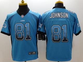 Detroit Lions 81 Calvin Johnson Drift Fashion Blue Elite Jersey