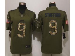 Detroit Lions 9 Matthew Stafford Green Salute To Service Limited Jersey