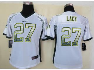 Women Green Bay Packers 27 Eddie Lacy Drift Fashion White Elite Jersey